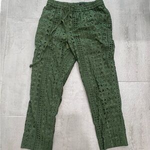 J Crew Green Eyelet pants